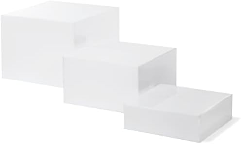 Red Co Set of 3 Glossy White Acrylic Cube Risers with Hollow Bottoms