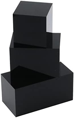 T Tulead 3PCS Acrylic Cube Display Stand Black Risers 40mm 60mm 80mm Height