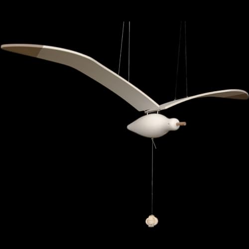 Coastal Themed Wooden Seagull Mobile Pendant