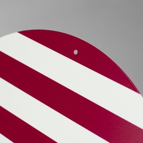 Craig Bachman Welcome Round Metal Sign Red White Stripes