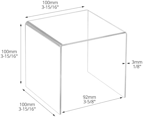 QWORK Clear Acrylic Square Risers 8-Pack 4x4 Display Stands