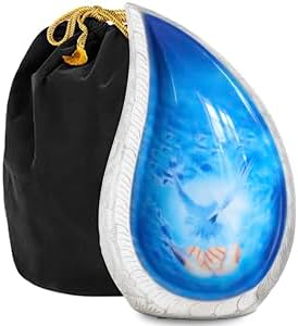 Trupoint Memorials Cremation Urns for Human Ashes White Blue Teardrop Dove