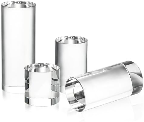 ZEERSHEE 4-Pack Clear Glass Cylinder Display Risers