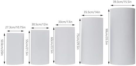 Ringmaster 5Pcs White Metal Cylinder Pedestal Stands for Party