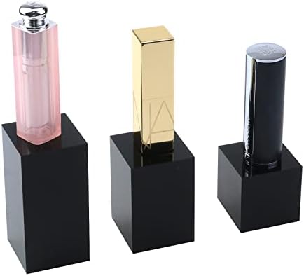 T Tulead 3PCS Acrylic Cube Display Stand Black Risers 40mm 60mm 80mm Height