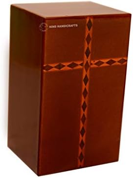 Wooden Cremation Urn for Adult Ashes - Handcrafted Hardwood with Cross