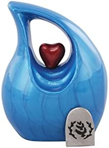 Heart of Love Cremation Urn Elegant Memorial Keepsake Blue Red 4 oz