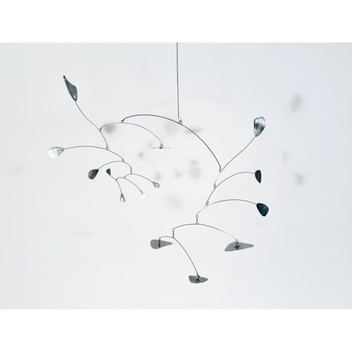 Silver Leaves Shape Mobiles Hand Painted Metal Kinetic Sculpture