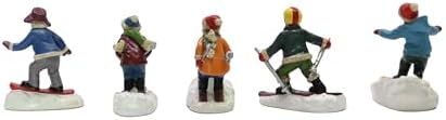 Moments in Time Set of 5 Hand-Painted Christmas Village Skiing Figures