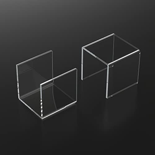Square Acrylic Shelf Risers 3pcs - Clear Display Stand for Collectibles