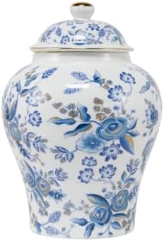 8 Inches Blue Rose Ceramic Urn for Female Keepsake