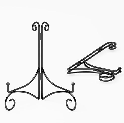 10 Inch Display Plate Stand with Folding Design 2-Pack Black