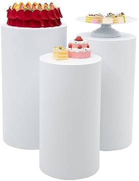 3pcs Cylinder Pedestal Stand White Wedding Birthday Party Decor