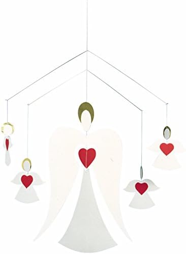 Angel Family Hanging Mobile 14 Inches White Red