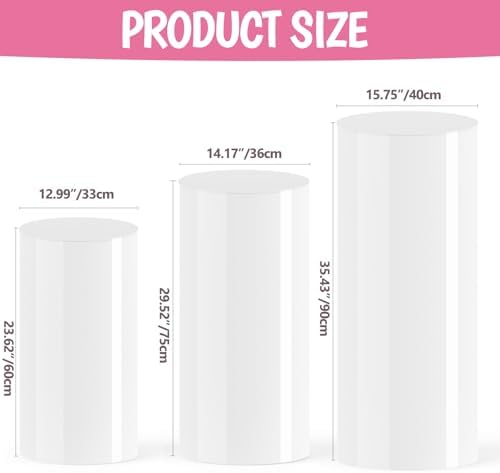 AHUAWA Cylinder Stands 3Pcs White Party Pedestal Decor