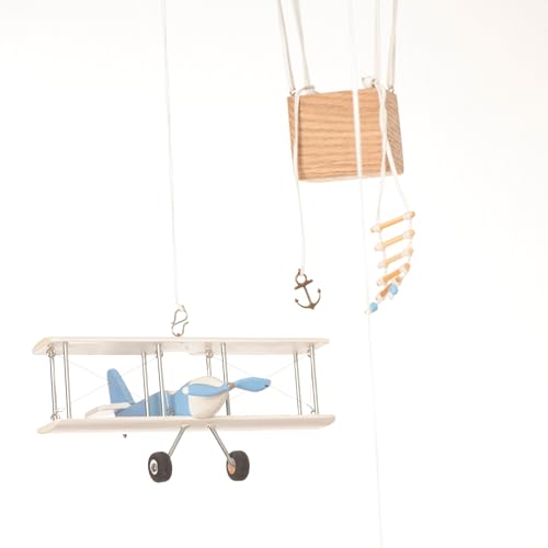 Hot Air Balloon Airplane Baby Blue Ceiling Mobile