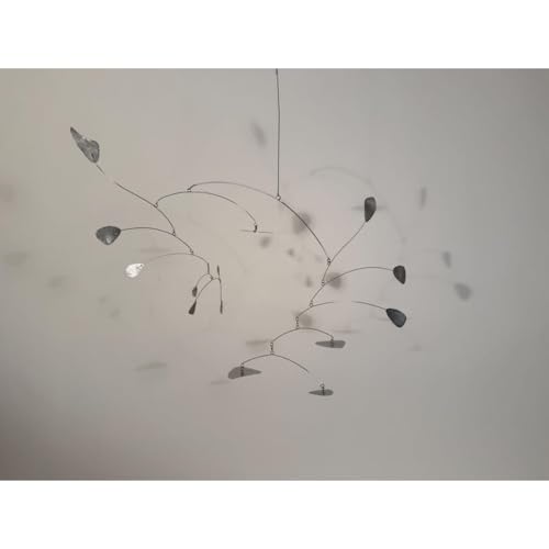 Silver Leaves Shape Mobiles Hand Painted Metal Kinetic Sculpture