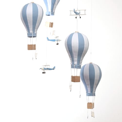 Hot Air Balloon Airplane Baby Blue Ceiling Mobile