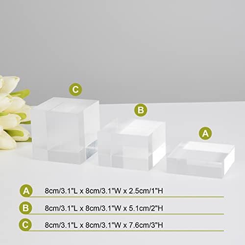 Clear Polished Acrylic Cube Photo Props 3Pcs Display Riser
