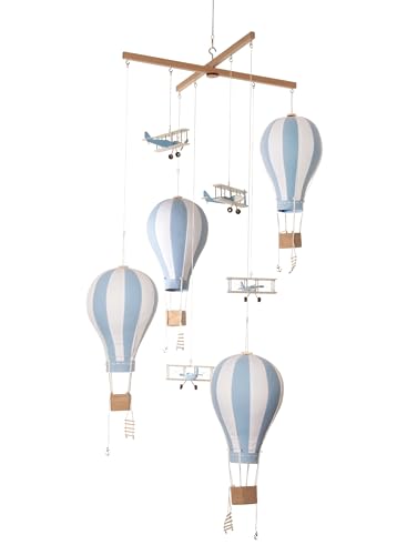 Hot Air Balloon Airplane Baby Blue Ceiling Mobile