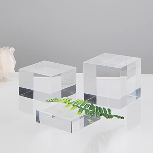 Clear Polished Acrylic Cube Photo Props 3Pcs Display Riser