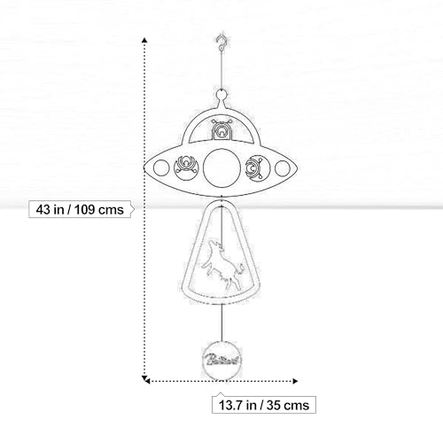 Whimsical UFO Mobile with Abducting Aliens