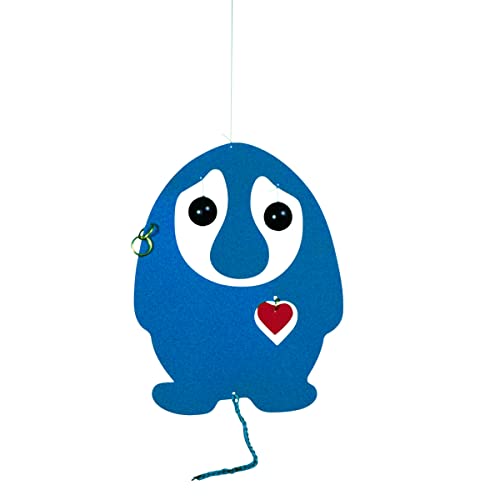 Puffin Troll Blue Red Heart Hanging Mobile - 7 Inches
