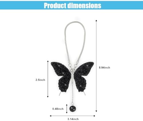 Bling Butterfly Diamond Car Hanging Accessory - Black