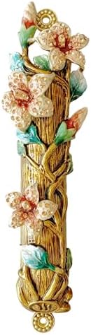 Hand Painted Mezuzah with Enamel Design and Scroll