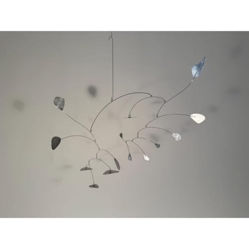 Silver Leaves Shape Mobiles Hand Painted Metal Kinetic Sculpture