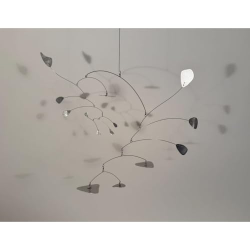 Silver Leaves Shape Mobiles Hand Painted Metal Kinetic Sculpture