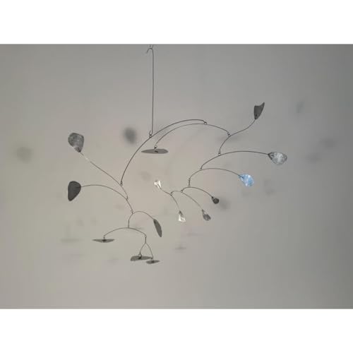 Silver Leaves Shape Mobiles Hand Painted Metal Kinetic Sculpture
