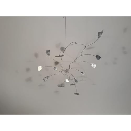 Silver Leaves Shape Mobiles Hand Painted Metal Kinetic Sculpture