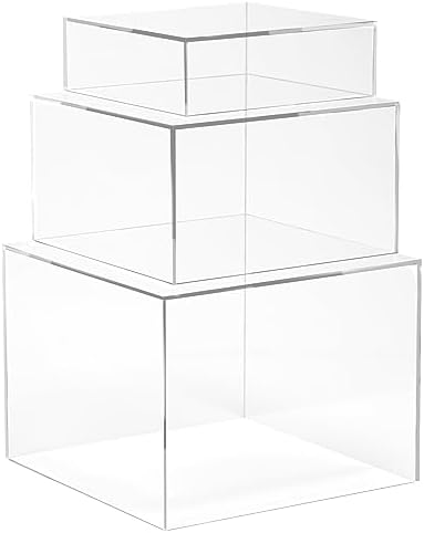 Red Co Set of 3 Acrylic Cube Risers with Hollow Bottoms
