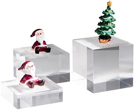Clear Polished Acrylic Cube Photo Props 3Pcs Display Riser