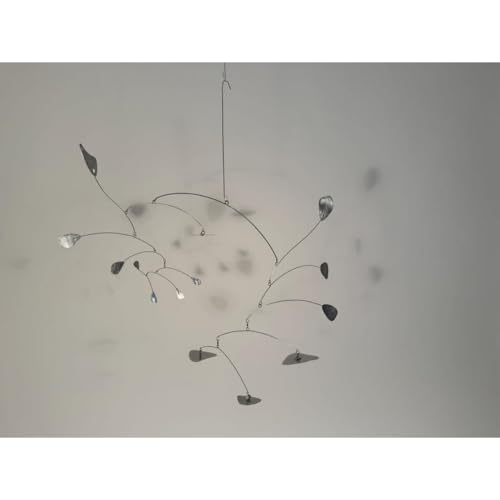 Silver Leaves Shape Mobiles Hand Painted Metal Kinetic Sculpture