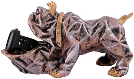 Resin Cool Dog Sculpture with Plate for Home Decor