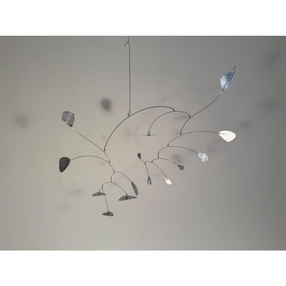 Silver Leaves Shape Mobiles Hand Painted Metal Kinetic Sculpture