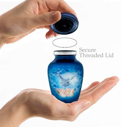 Trupoint Memorials Small Blue Dove Urn with Velvet Heart Box