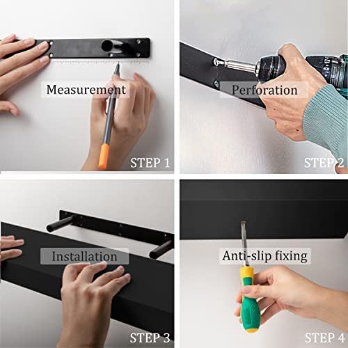 BAMEOS Floating Shelf Set L24xW6 Black