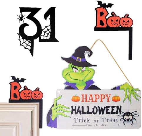 3PC Wooden Halloween Signs Front Door Wreath Decor