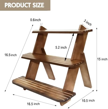 Wooden Display Riser 3-Tier Earring Ring Holder Stand