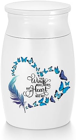 Aluminum Mini Butterfly Ashes Urn - Memorial Keepsake Urn