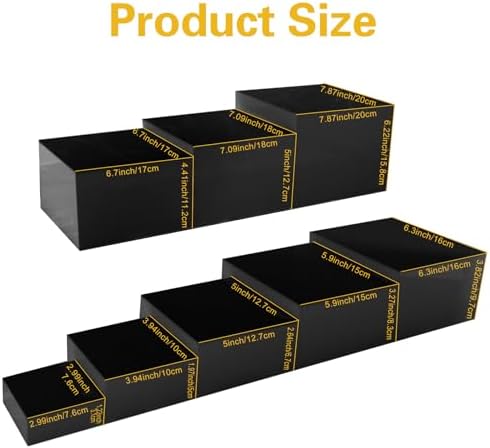 8 Pack Black Acrylic Risers for Display