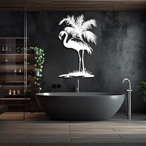 KingGenius Flamingo Wall Sculpture Silver 18x30 Inch