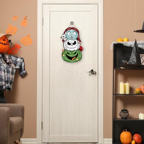 Halloween Jack Front Door Sign Funny Wood Decor