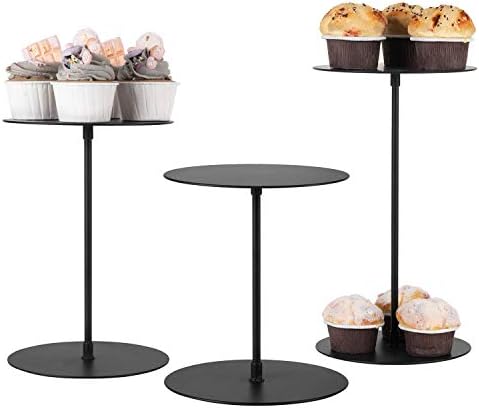 MyGift Decorative Black Metal Cupcake Stand Set of 3