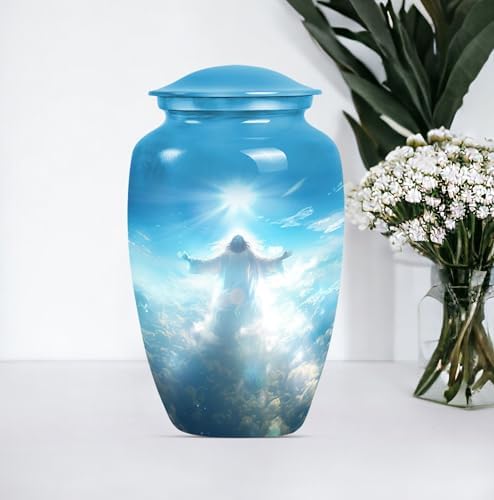 Jesus Cross Urn for Ashes - Large Velvet Bag Included