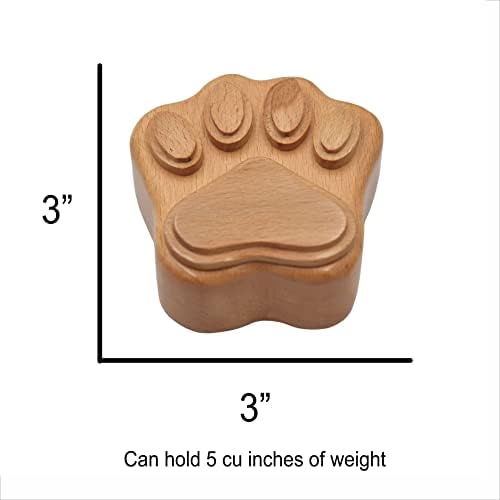 Pet Cremation Urn Paw Shape Wooden Keepsake Small