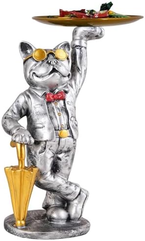 Cute Cool Dog Showpiece with Plate for Home Decor